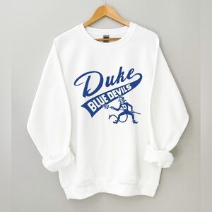 NCAA Duke Blue Devils Graphic Logo Crewneck Sweater Gildan Sz L